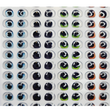 Load image into Gallery viewer, Adhesive Resin Eyes FNY 1002 - Small/P - 64 Pairs - W/H: 8.7mm x 7mm (0.34" x 0.27") - for use with Cold Porcelain Air Dry Clay, Polymer Clay, EVA, Felt, Fabric, Plaster, Paper, Ceramic and more