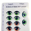Load image into Gallery viewer, Adhesive Resin Eyes FNY 1013 - Large/G - 9 Pairs - W/H: 25mm x 16mm (1" x 0.63") - for use with Clay, EVA, Felt, Fabric and more