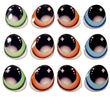Load image into Gallery viewer, Adhesive Resin Eyes FNY 1006 - Large/G - 9 Pairs - W/H: 23x21 mm (0.90" x 0.87") - for use with Cold Porcelain Air Dry Clay, Polymer Clay, EVA, Felt, Fabric, Plaster, Paper, Ceramic and more