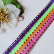Load image into Gallery viewer, Neon Stripes Shinimbu Grosgrain Ribbon - 1 1/2" (38mm) - 5 yards