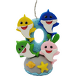 Load image into Gallery viewer, Shark themed candle #0 for cake top