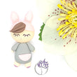 Load image into Gallery viewer, 373 MeToo Bunny Grey Clay Doll for Bow-Center, Jewelry Charms, Accessories, and More