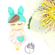 Load image into Gallery viewer, 376 MeToo Pink & Green Bunny Clay Doll for Bow-Center, Jewelry Charms, Accessories, and More