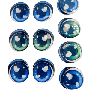 Adhesive Resin Eyes FNY 1012 - Large/G - 8 Pairs - W/H: 23mm x 25mm (0.90" x 1") - for use with Clay, EVA, Felt, Fabric and more
