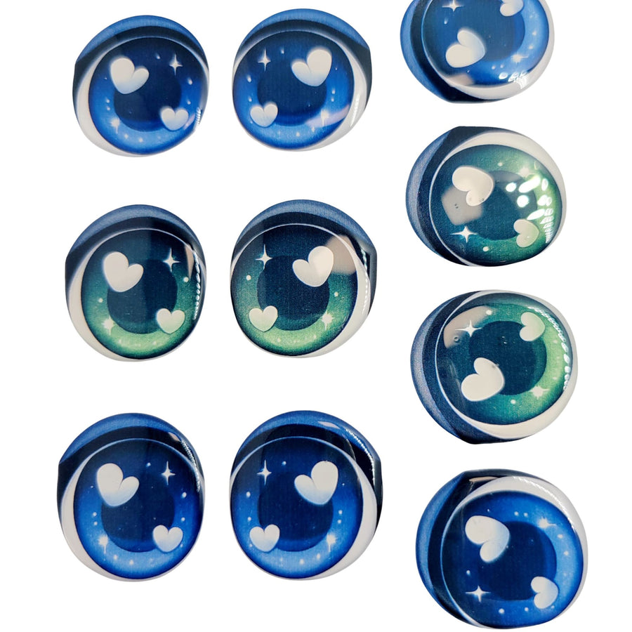Adhesive Resin Eyes FNY 1012 - Large/G - 8 Pairs - W/H: 23mm x 25mm (0.90" x 1") - for use with Clay, EVA, Felt, Fabric and more