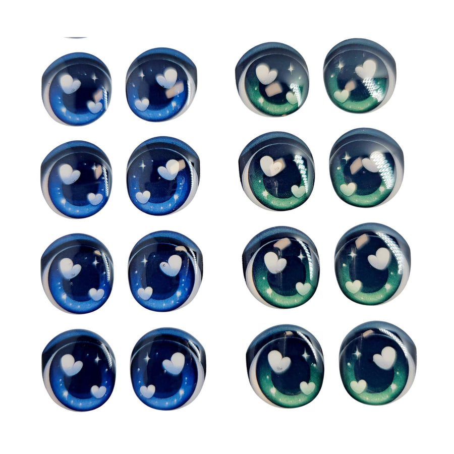 Adhesive Resin Eyes FNY 1012 - Medium/M - 18 Pairs - W/H: 14mm x 15mm (0.55" x 59") - for use with Clay, EVA, Felt, Fabric and more