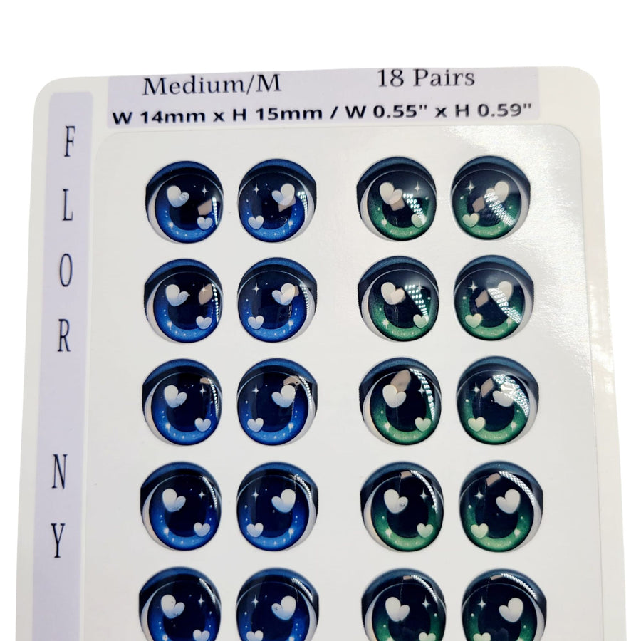Adhesive Resin Eyes FNY 1012 - Medium/M - 18 Pairs - W/H: 14mm x 15mm (0.55" x 59") - for use with Clay, EVA, Felt, Fabric and more