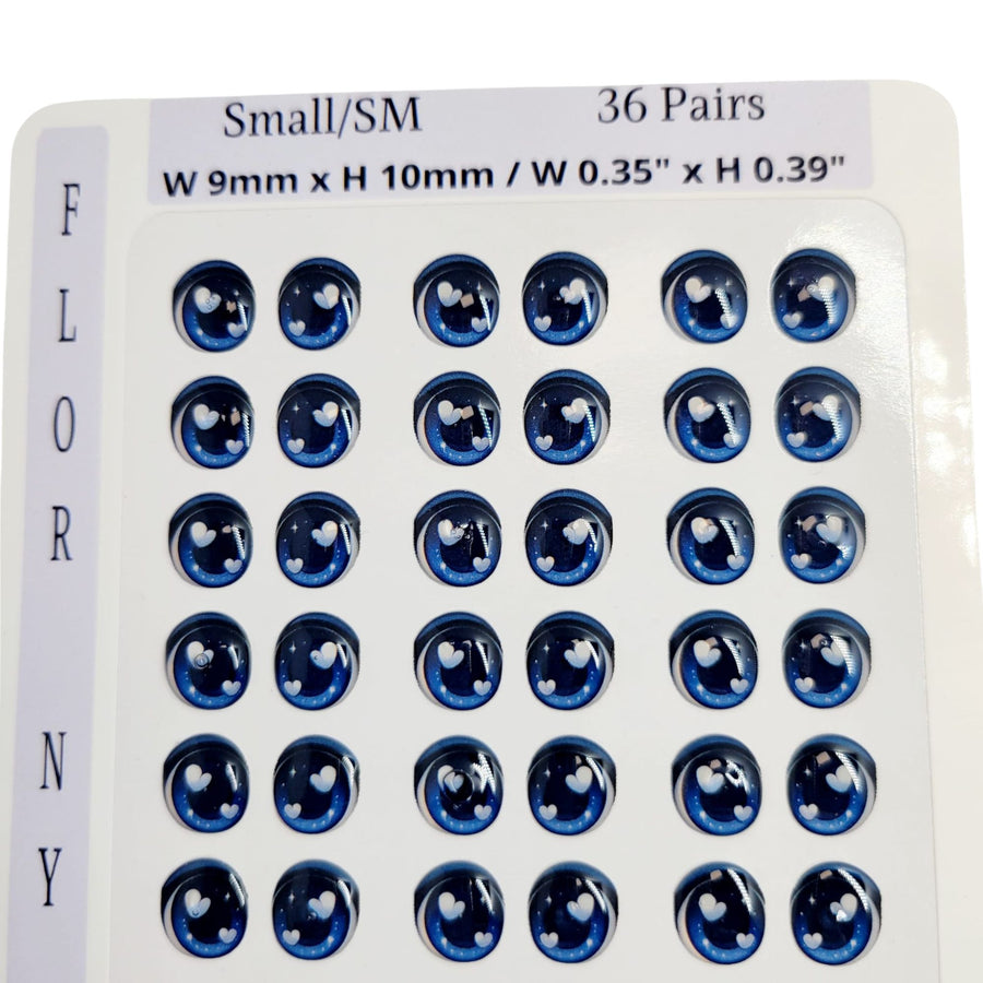 Adhesive Resin Eyes FNY 1012 - Small/S - 36 Pairs - W/H: 9mm x 10mm (0.35" x 39") - for use with Clay, EVA, Felt, Fabric and more