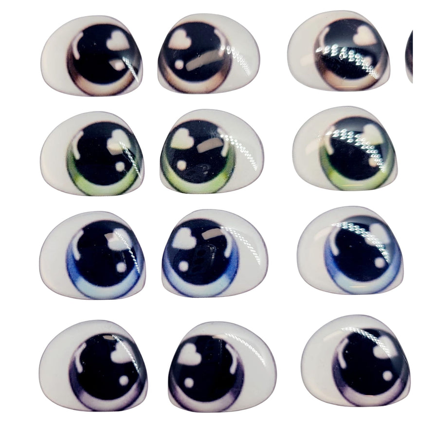 Adhesive Resin Eyes FNY 1014 - Large/G - 12 Pairs - W/H: 21mm x 17mm (0.83" x 0.70") - for use with Clay, EVA, Felt, Fabric and more