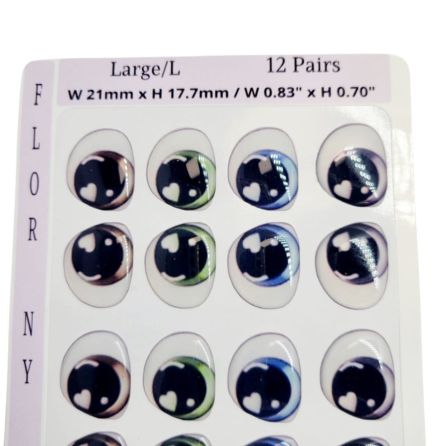 Adhesive Resin Eyes FNY 1014 - Large/G - 12 Pairs - W/H: 21mm x 17mm (0.83" x 0.70") - for use with Clay, EVA, Felt, Fabric and more