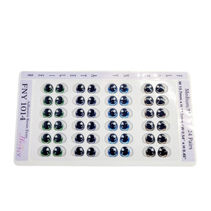 Adhesive Resin Eyes FNY 1014 - Medium/M - 24 Pairs - W/H: 13.7mm x 11.5mm (0.54" x 0.45") - for use with Clay, EVA, Felt, Fabric and more
