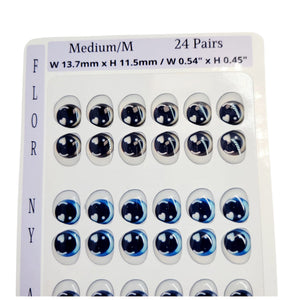 Adhesive Resin Eyes FNY 1014 - Medium/M - 24 Pairs - W/H: 13.7mm x 11.5mm (0.54" x 0.45") - for use with Clay, EVA, Felt, Fabric and more