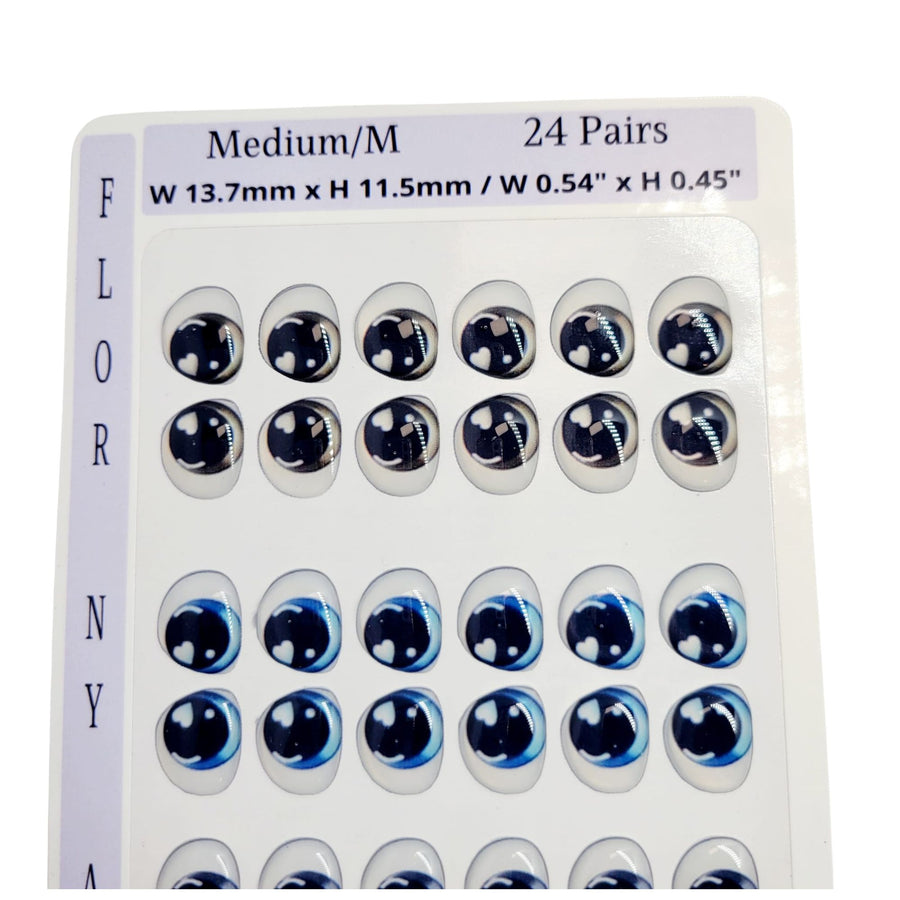 Adhesive Resin Eyes FNY 1014 - Medium/M - 24 Pairs - W/H: 13.7mm x 11.5mm (0.54" x 0.45") - for use with Clay, EVA, Felt, Fabric and more