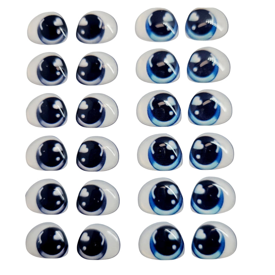 Adhesive Resin Eyes FNY 1014 - Medium/M - 24 Pairs - W/H: 13.7mm x 11.5mm (0.54" x 0.45") - for use with Clay, EVA, Felt, Fabric and more