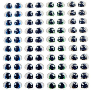 Adhesive Resin Eyes FNY 1014 - Small/S - 64 Pairs - W/H: 9mm x 7mm (0.35" x 0.27") - for use with Clay, EVA, Felt, Fabric and more