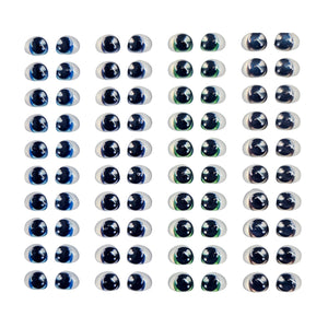 Adhesive Resin Eyes FNY 1014 - ExtraSmall/XS - 64 Pairs - W/H: 7.2mm x 5.6mm (0.28" x 0.22") - for use with Clay, EVA, Felt, Fabric and more