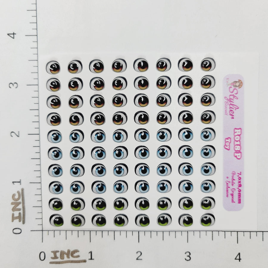 Adhesive Resin Eyes for Clays Multicolor STY R018 (SM / P) 72 Pairs