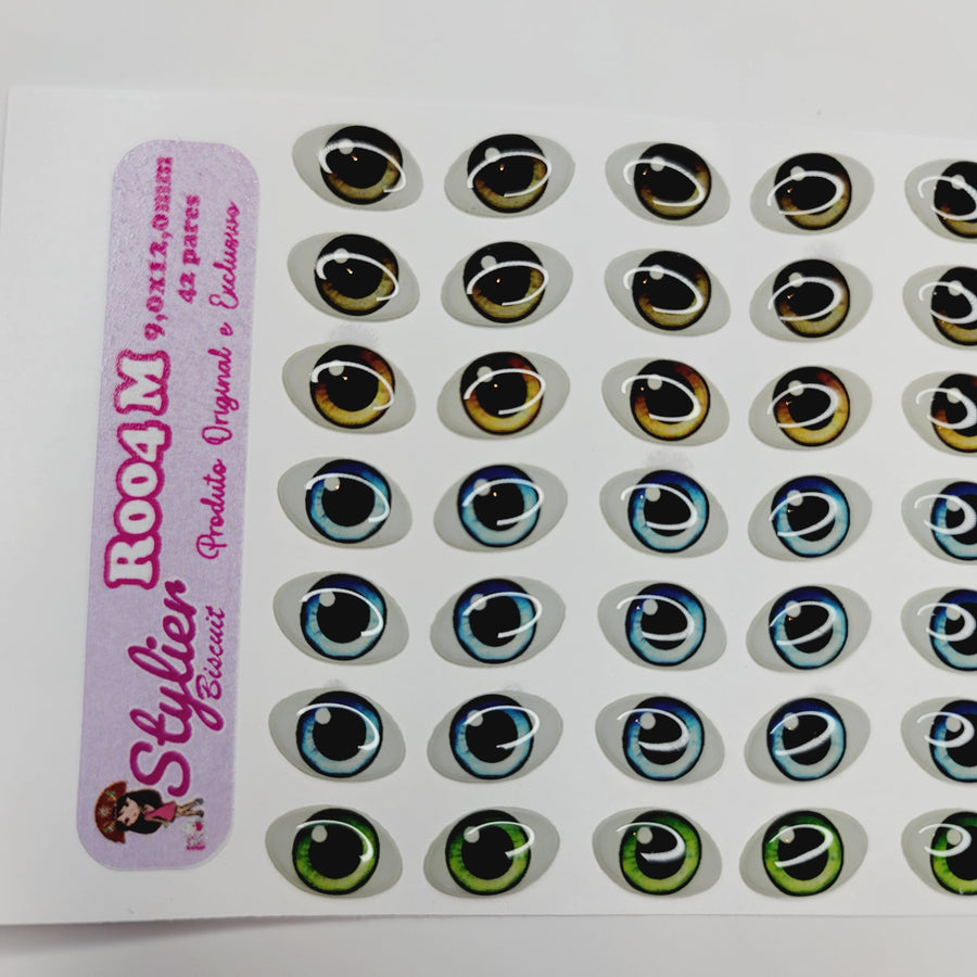 Adhesive Resin Eyes for Clays Multicolor STY R004 M 42Pairs