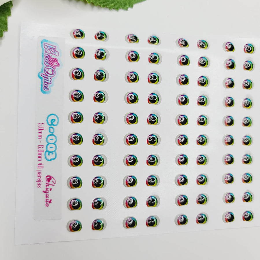 Adhesive Resin Eyes for Clays Multicolor STY C-003 Chiquito 40Pairs