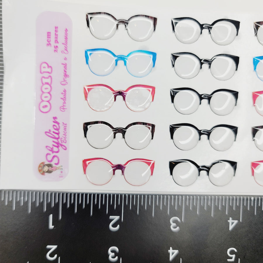 Adhesive Resin Glasses for Clays Multicolor STY O001 P-(SM) 3cm 25 Units