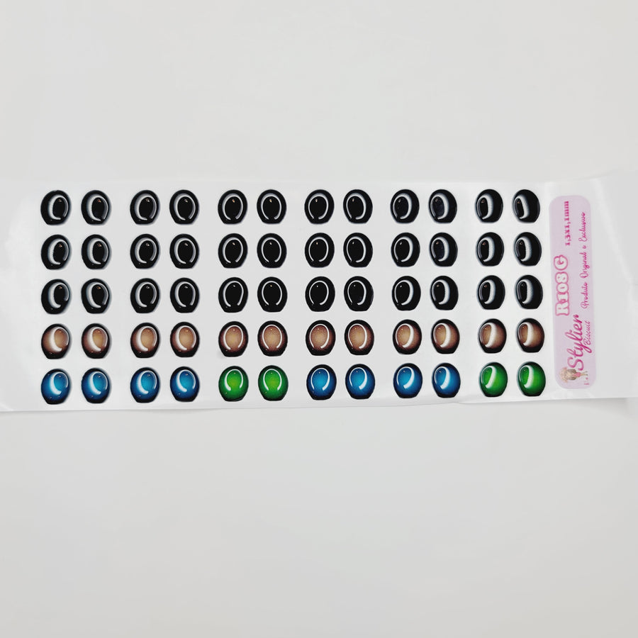 Adhesive Resin Eyes for Clays Multicolor STY R108 G (LG)  30 Pairs