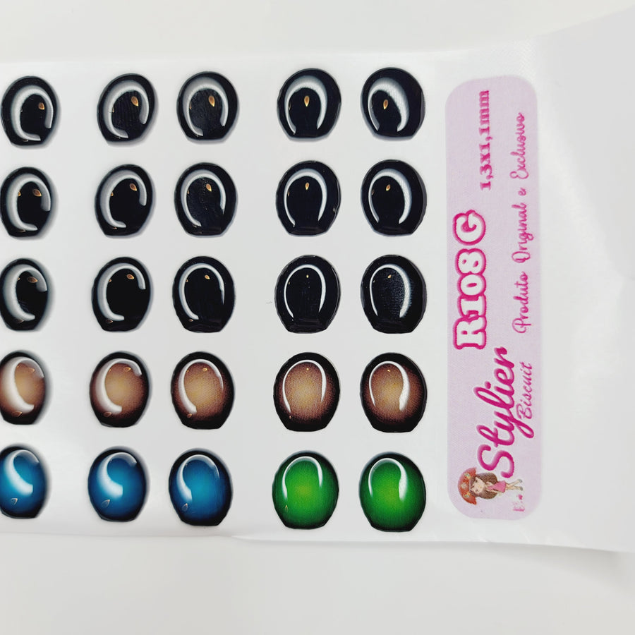 Adhesive Resin Eyes for Clays Multicolor STY R108 G (LG)  30 Pairs