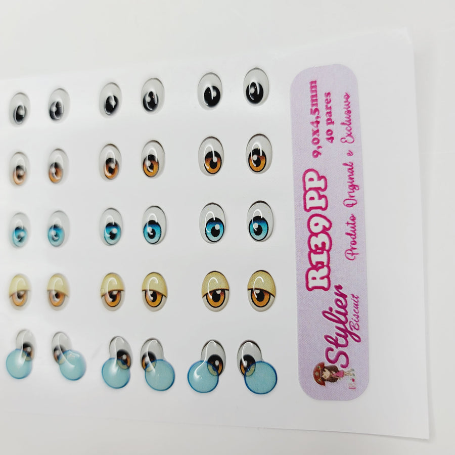 Adhesive Resin Eyes for Clays Multicolor STY R139 PP (X-SM) 40Pairs