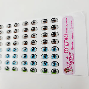 Adhesive Resin Eyes for Clays Multicolor STY R038 M 48 Pairs