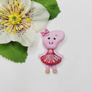 Pig 2 #707 Clay Doll for Bow-Center, Jewelry Charms, Accessories, and More