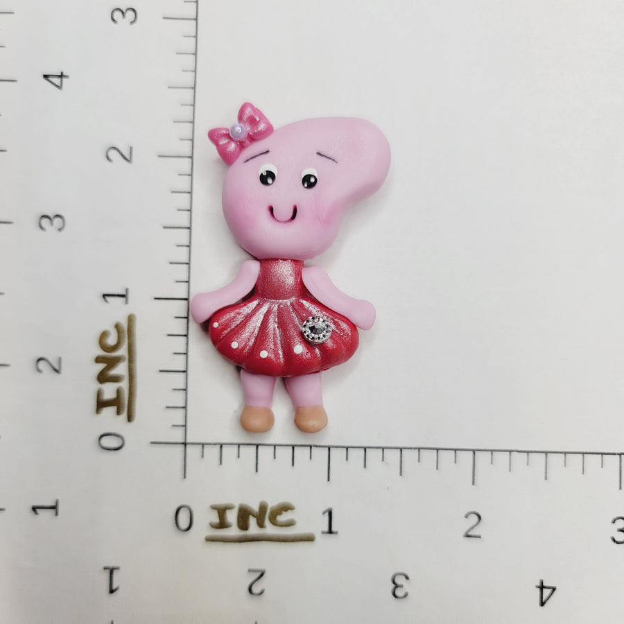 Pig 2 #707 Clay Doll for Bow-Center, Jewelry Charms, Accessories, and More