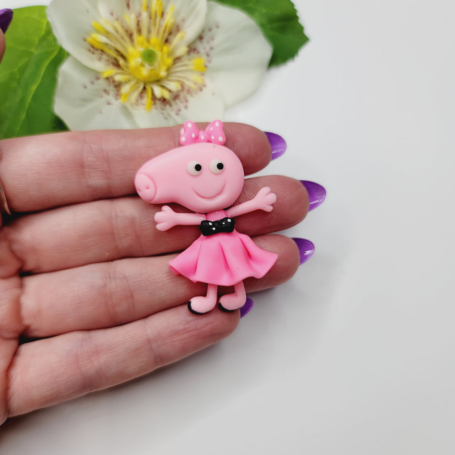 Pig 1 #708 Clay Doll for Bow-Center, Jewelry Charms, Accessories, and More