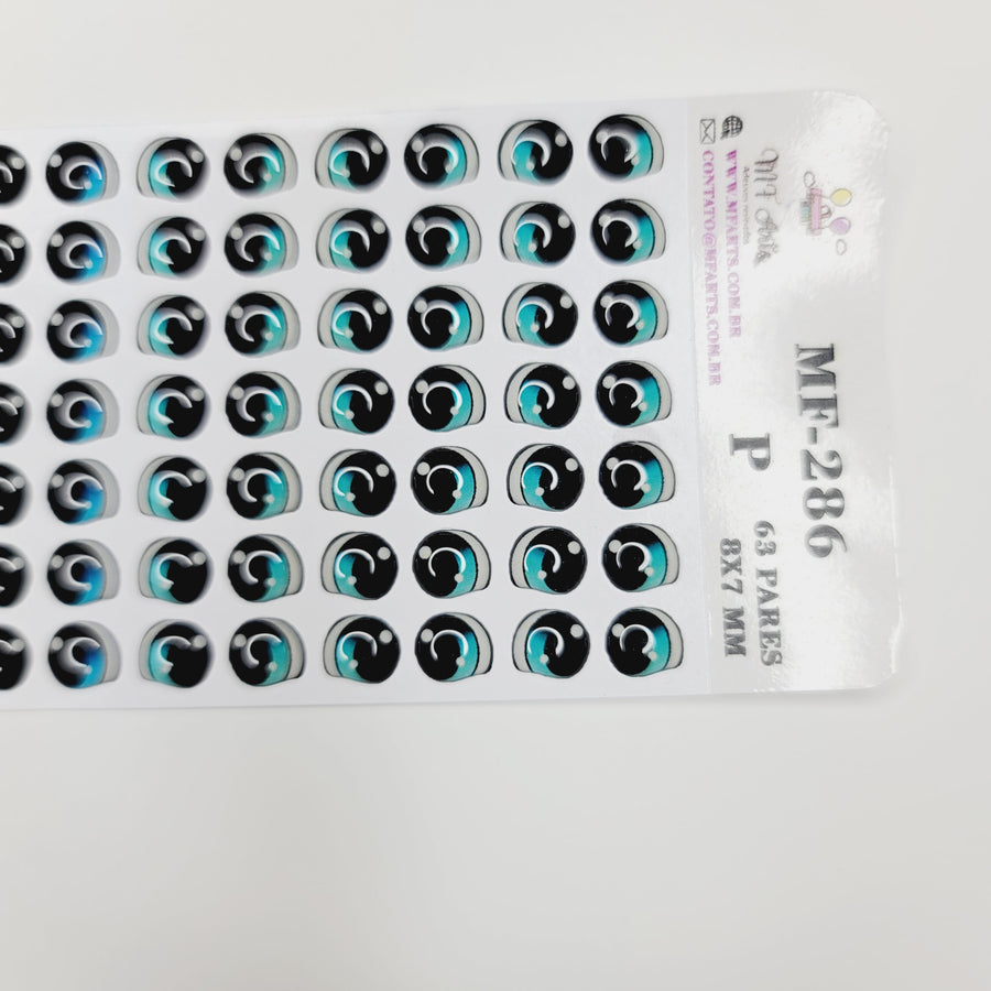 Adhesive Resin Eyes for Clays MF-286 P (SM) 63 Pairs