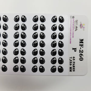 Adhesive Resin Eyes for Clays MF-260 P (SM) 63 Pairs