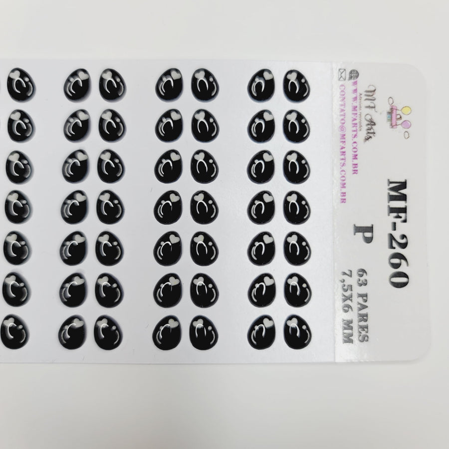 Adhesive Resin Eyes for Clays MF-260 P (SM) 63 Pairs