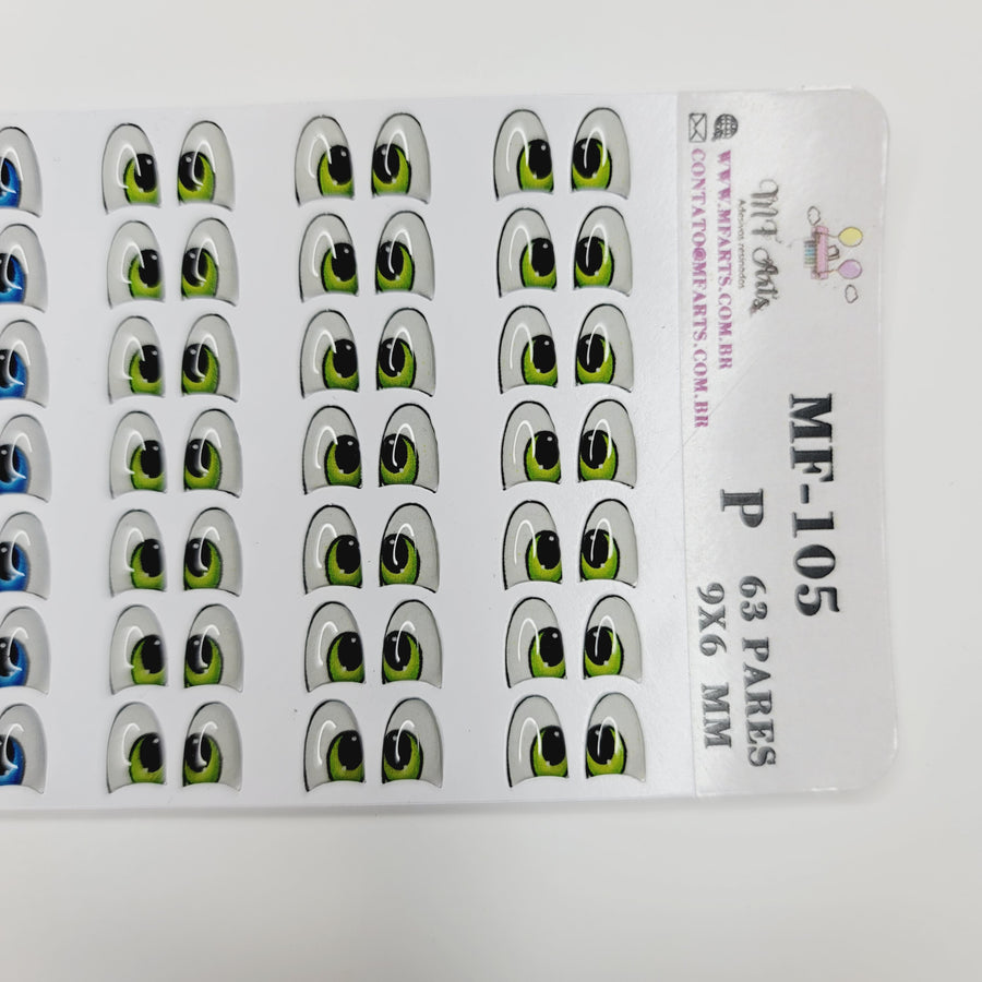 Adhesive Resin Eyes for Clays MF-105 P (SM) 63 Pairs