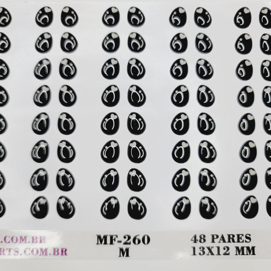 Adhesive Resin Eyes for Clays MF-260 M 48 Pairs