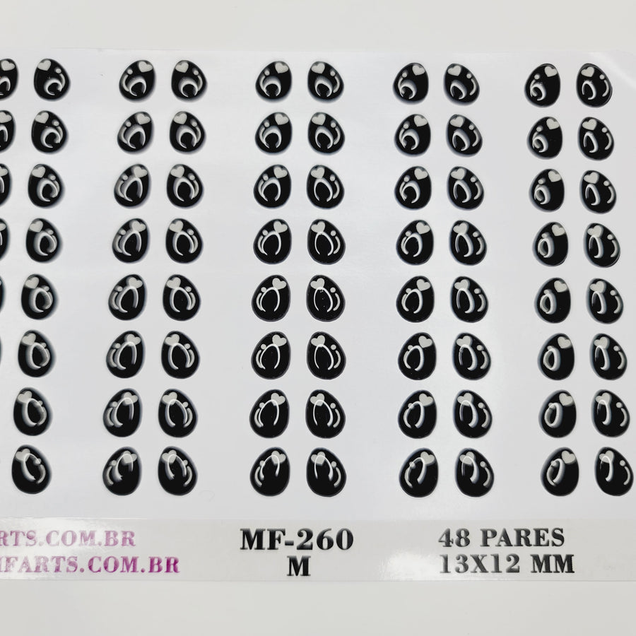 Adhesive Resin Eyes for Clays MF-260 M 48 Pairs