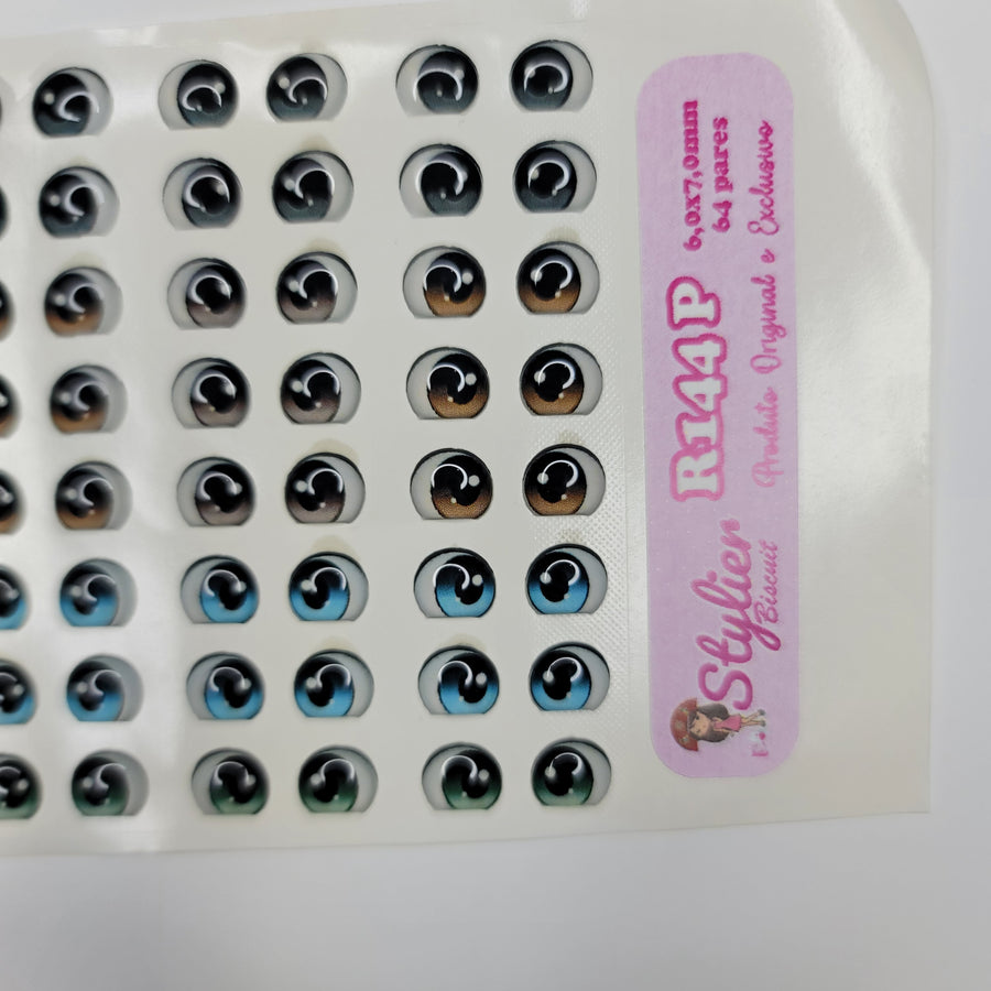 Adhesive Resin Eyes for Clays Multicolor STY R144 P (SM) 64 Pairs