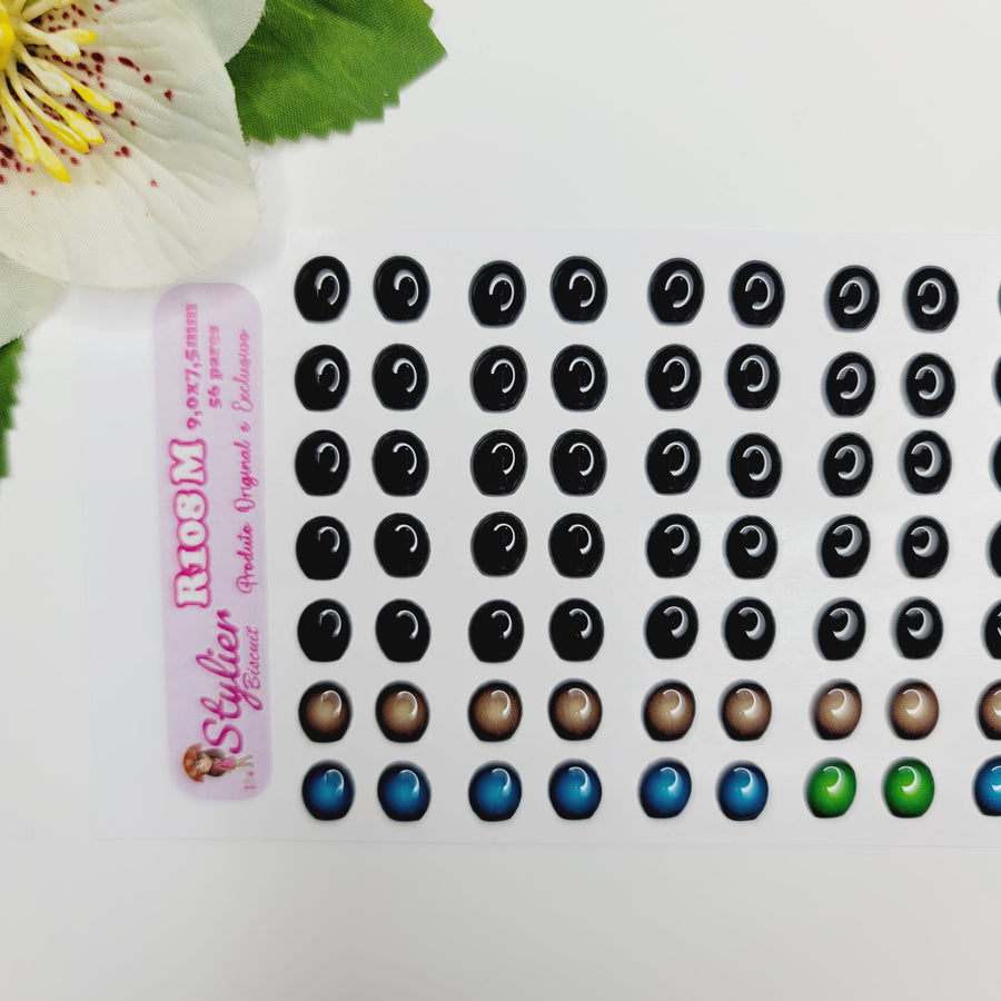 Adhesive Resin Eyes for Clays Multicolor STY R108 M 56Pairs