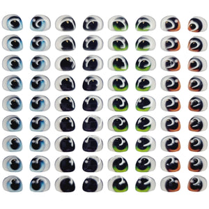 Adhesive Resin Eyes FNY 1002 - Small/P - 64 Pairs - W/H: 8.7mm x 7mm (0.34" x 0.27") - for use with Cold Porcelain Air Dry Clay, Polymer Clay, EVA, Felt, Fabric, Plaster, Paper, Ceramic and more