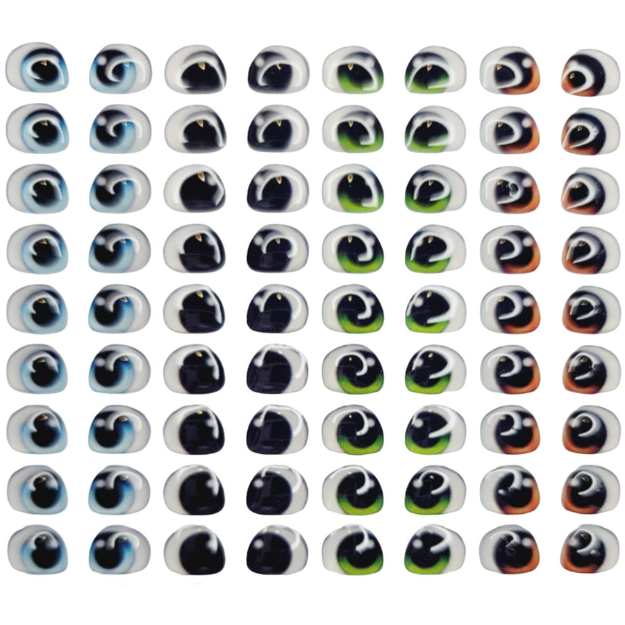 Adhesive Resin Eyes FNY 1002 - Small/P - 64 Pairs - W/H: 8.7mm x 7mm (0.34" x 0.27") - for use with Cold Porcelain Air Dry Clay, Polymer Clay, EVA, Felt, Fabric, Plaster, Paper, Ceramic and more