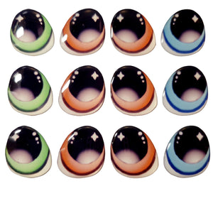 Adhesive Resin Eyes FNY 1006 - Large/G - 9 Pairs - W/H: 23x21 mm (0.90" x 0.87") - for use with Cold Porcelain Air Dry Clay, Polymer Clay, EVA, Felt, Fabric, Plaster, Paper, Ceramic and more