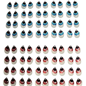 Adhesive Resin Eyes FNY 1004 - Small/P - 60 Pairs - W/H: 5.5x8.5mm  (0.21" x 0.33") - for use with Cold Porcelain Air Dry Clay, Polymer Clay, EVA, Felt, Fabric, Plaster, Paper, Ceramic and more