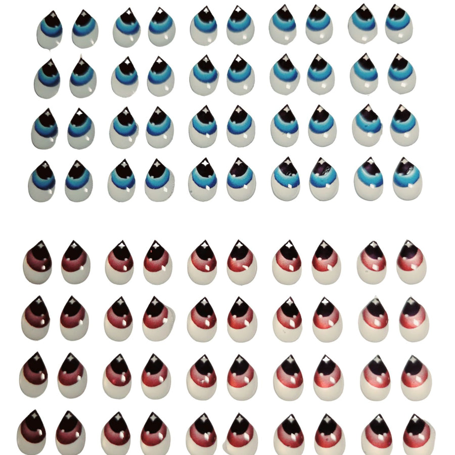 Adhesive Resin Eyes FNY 1004 - Small/P - 60 Pairs - W/H: 5.5x8.5mm  (0.21" x 0.33") - for use with Cold Porcelain Air Dry Clay, Polymer Clay, EVA, Felt, Fabric, Plaster, Paper, Ceramic and more