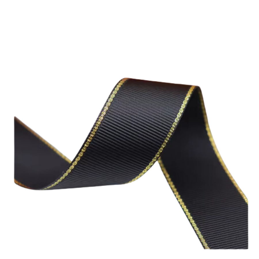 Glitter Gold Edge Grosgrain Ribbon - 3/8" (10mm) - 5 yards