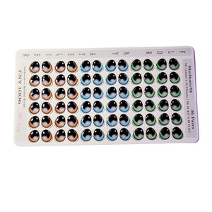 Adhesive Resin Eyes FNY 1006 - Medium/M - 36 Pairs - W/H: 11x13 mm (0.43" x 0.51") - for use with Cold Porcelain Air Dry Clay, Polymer Clay, EVA, Felt, Fabric, Plaster, Paper, Ceramic and more