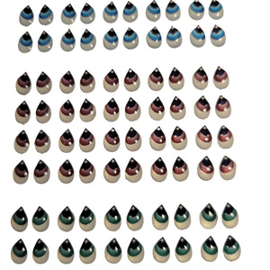 Adhesive Resin Eyes FNY 1004 - Small/P - 60 Pairs - W/H: 5.5x8.5mm  (0.21" x 0.33") - for use with Cold Porcelain Air Dry Clay, Polymer Clay, EVA, Felt, Fabric, Plaster, Paper, Ceramic and more