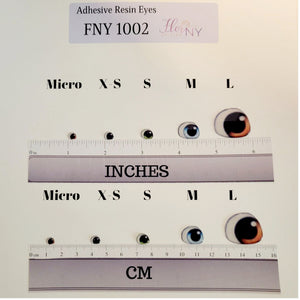Adhesive Resin Eyes FNY 1002 - XSmall/PP - 72 Pairs - W/H: 6.5mm x 5.5mm (0.26" x 0.22") - for use with Cold Porcelain Air Dry Clay, Polymer Clay, EVA, Felt, Fabric, Plaster, Paper, Ceramic and more