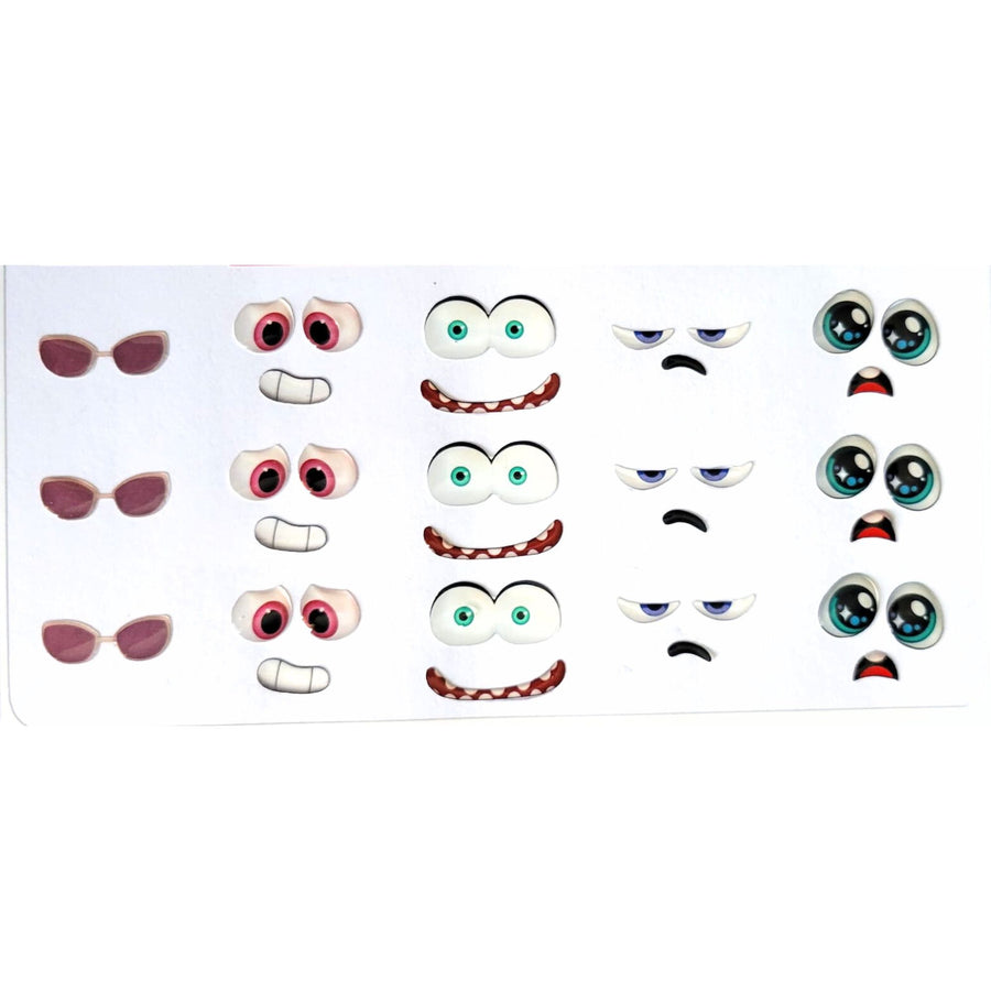 Adhesive Resin Eyes FNY 1011 - Emotions #2 - 15 pairs - Small/P Around 20mm/0.78" each pair - for use with Clay, EVA, Felt, Fabric and more