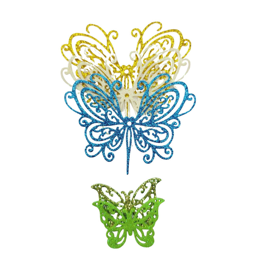 Glitter E.V.A. Foam Wings/Butterflies for Crafts #9 – Set of 5 (3" and 1.5") – DIY Decorations
